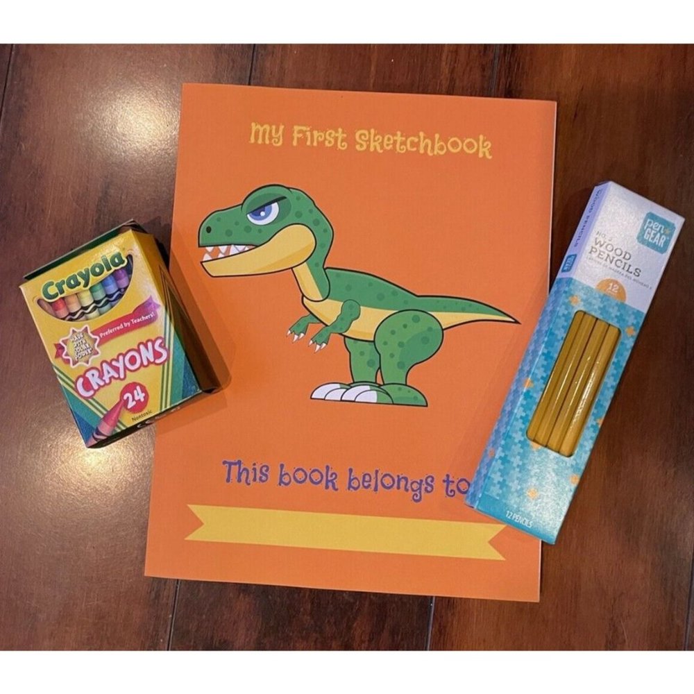 My First Sketchbook, Dinosaur with Crayons and Pencils